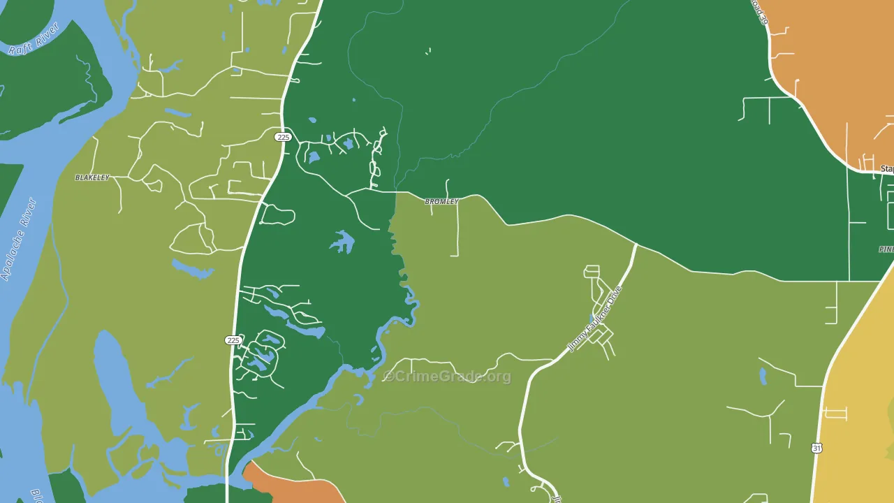 Bromley, AL Map of Theft Rates
