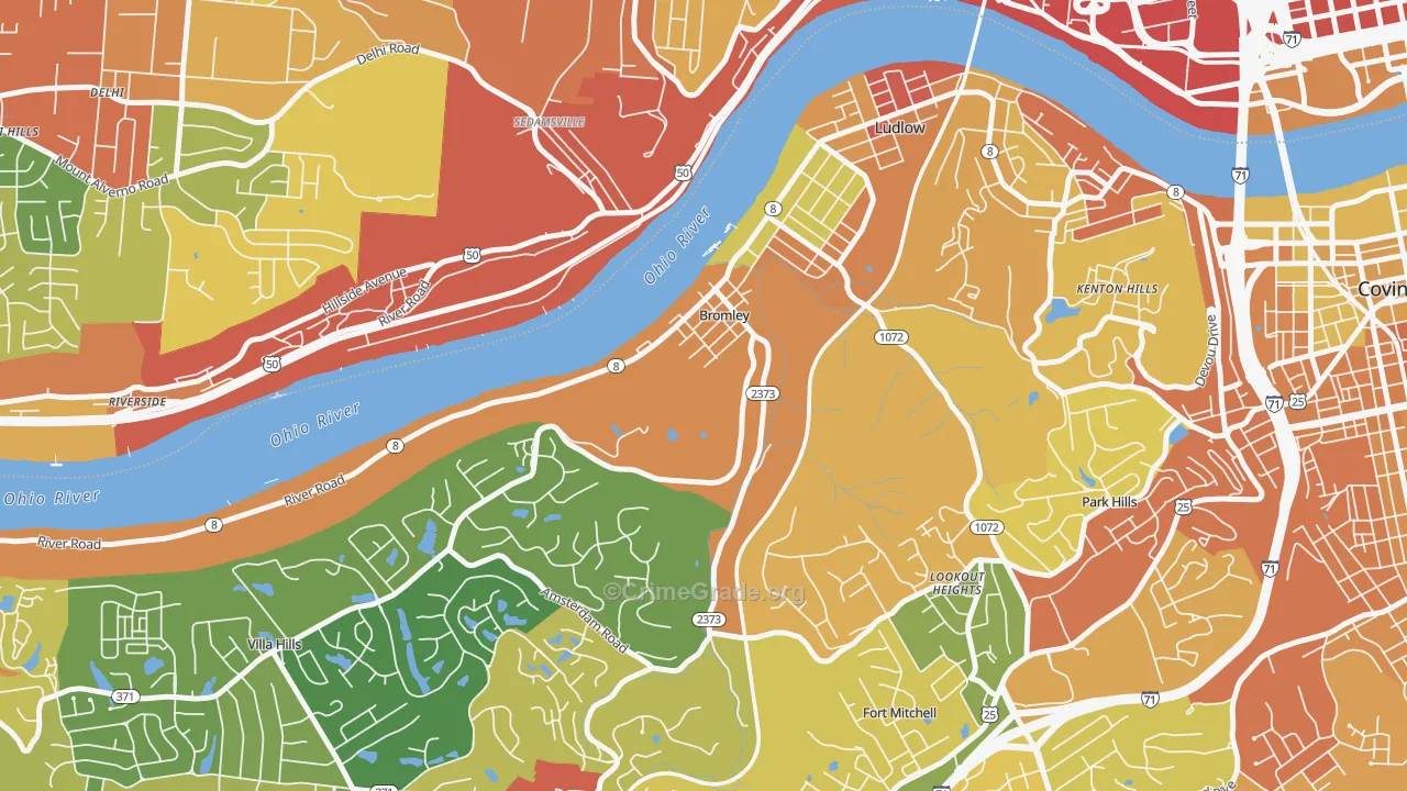 Bromley, KY Map of Theft Rates