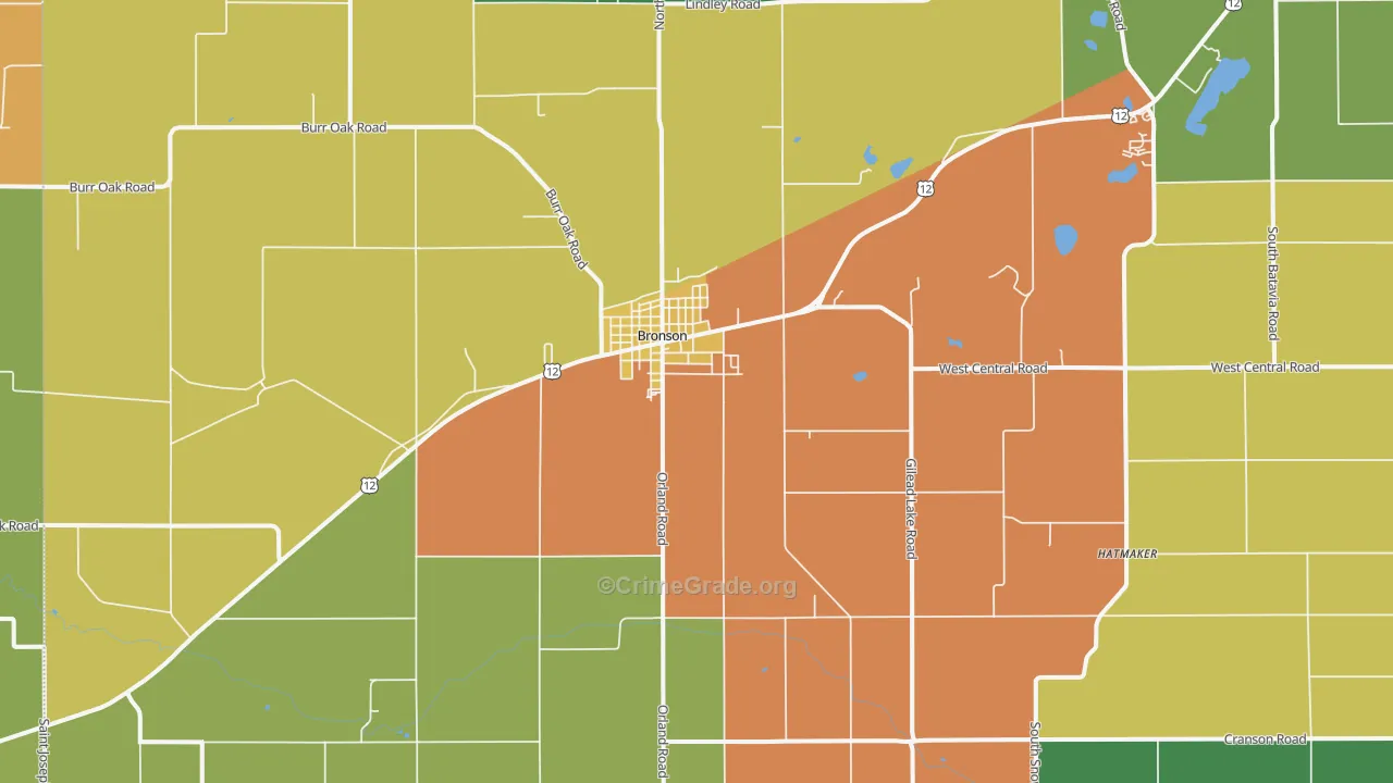 Bronson, MI Map of Theft Rates