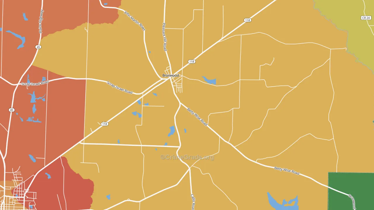 Bronwood, GA Map of Theft Rates
