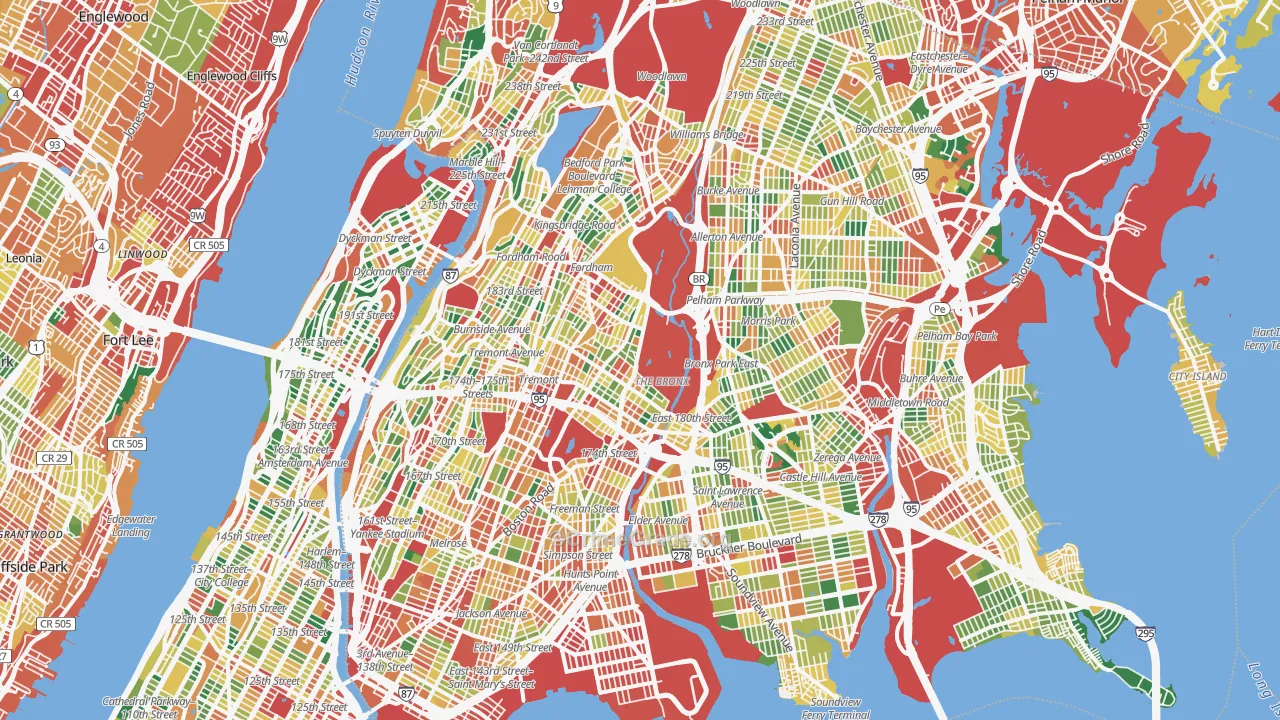 Bronx, NY Map of Theft Rates
