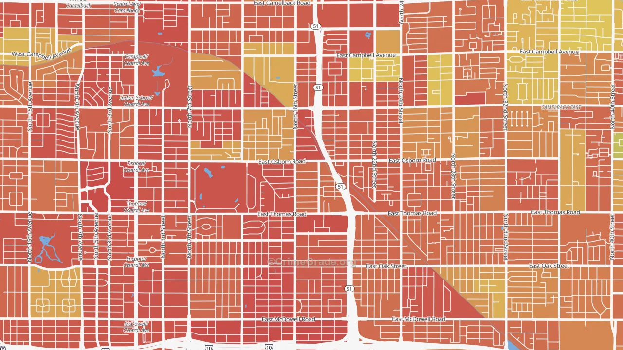 Bronze Boot, Phoenix, AZ Map of Theft Rates