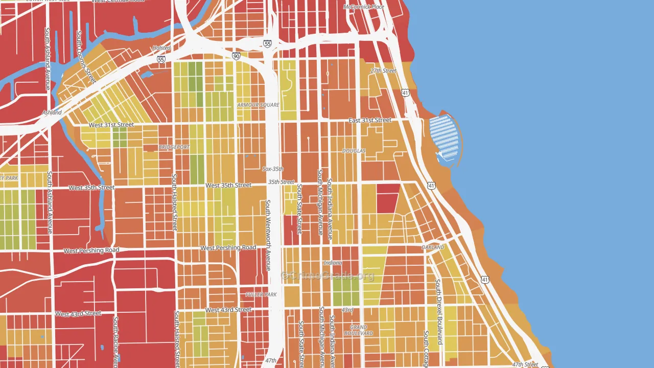 Bronzeville, Chicago, IL Map of Theft Rates