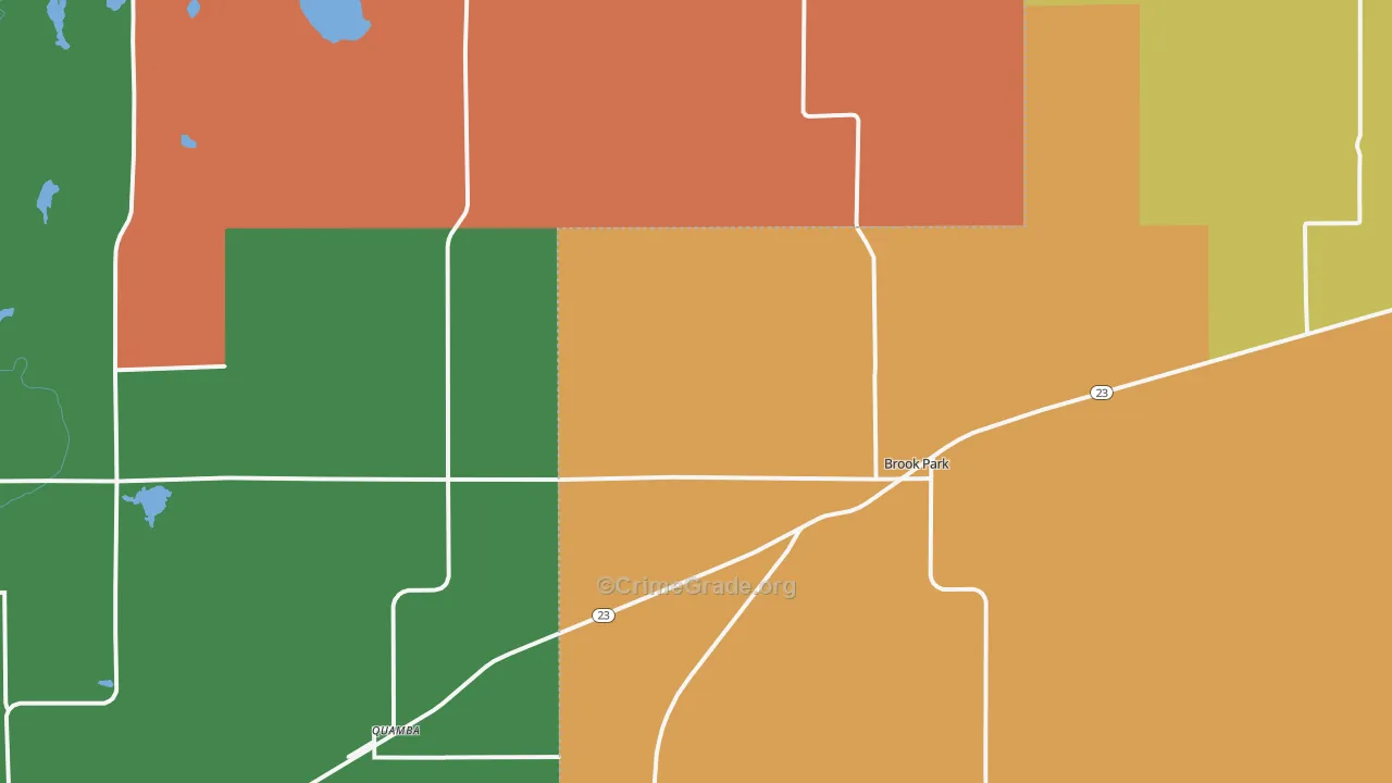 Brook Park, MN Map of Theft Rates