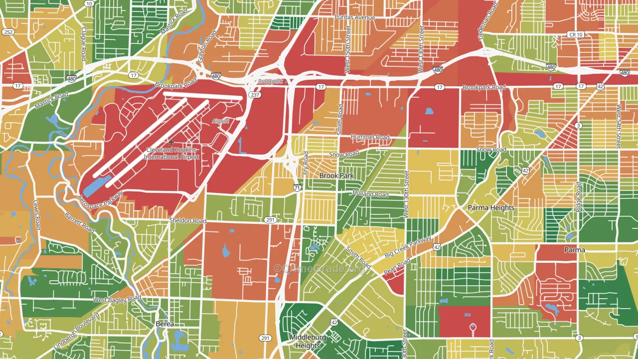 Brook Park, OH Map of Theft Rates
