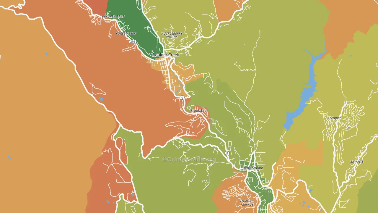 Brookdale, CA Map of Theft Rates