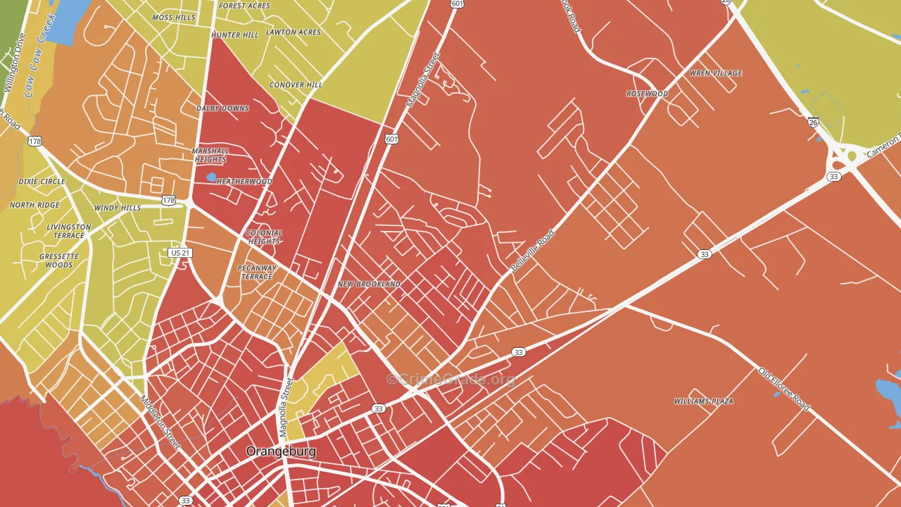 Brookdale, SC Map of Theft Rates