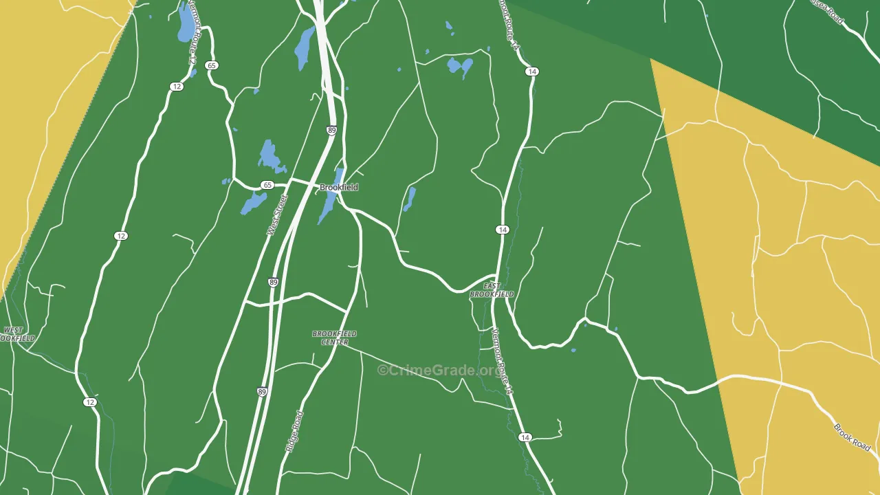 Brookfield, VT Map of Theft Rates