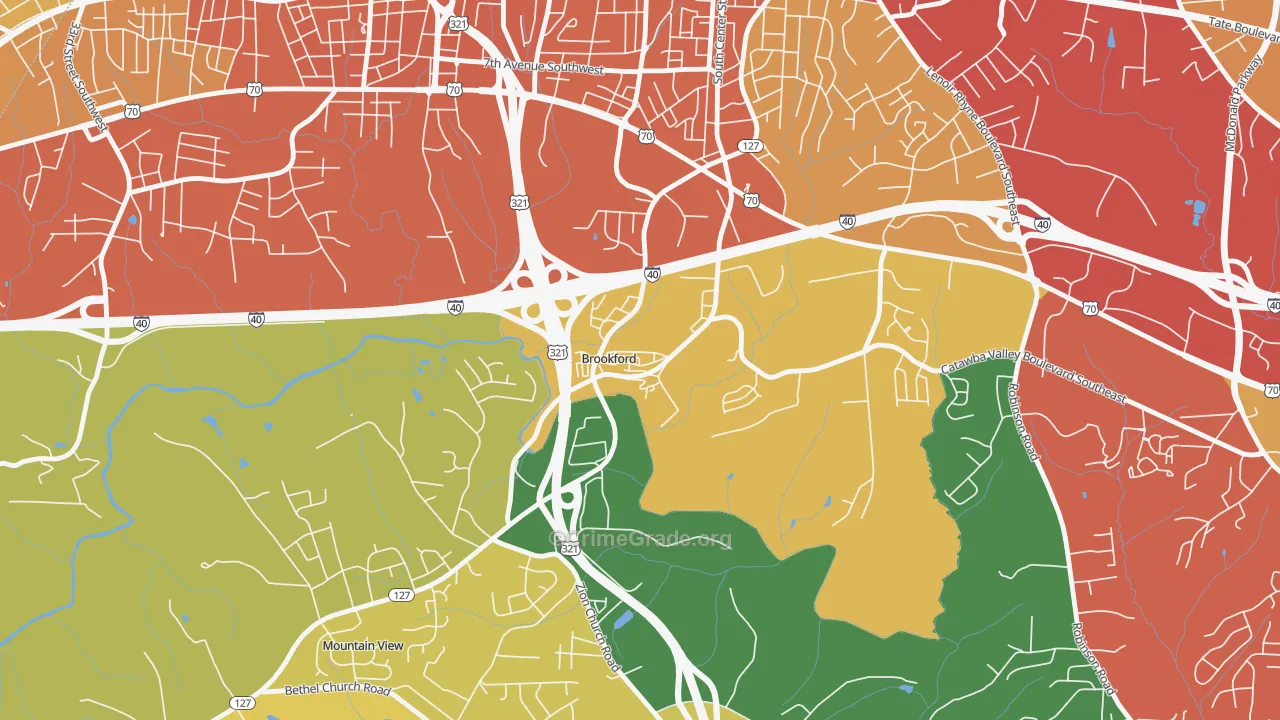 Brookford, NC Map of Theft Rates