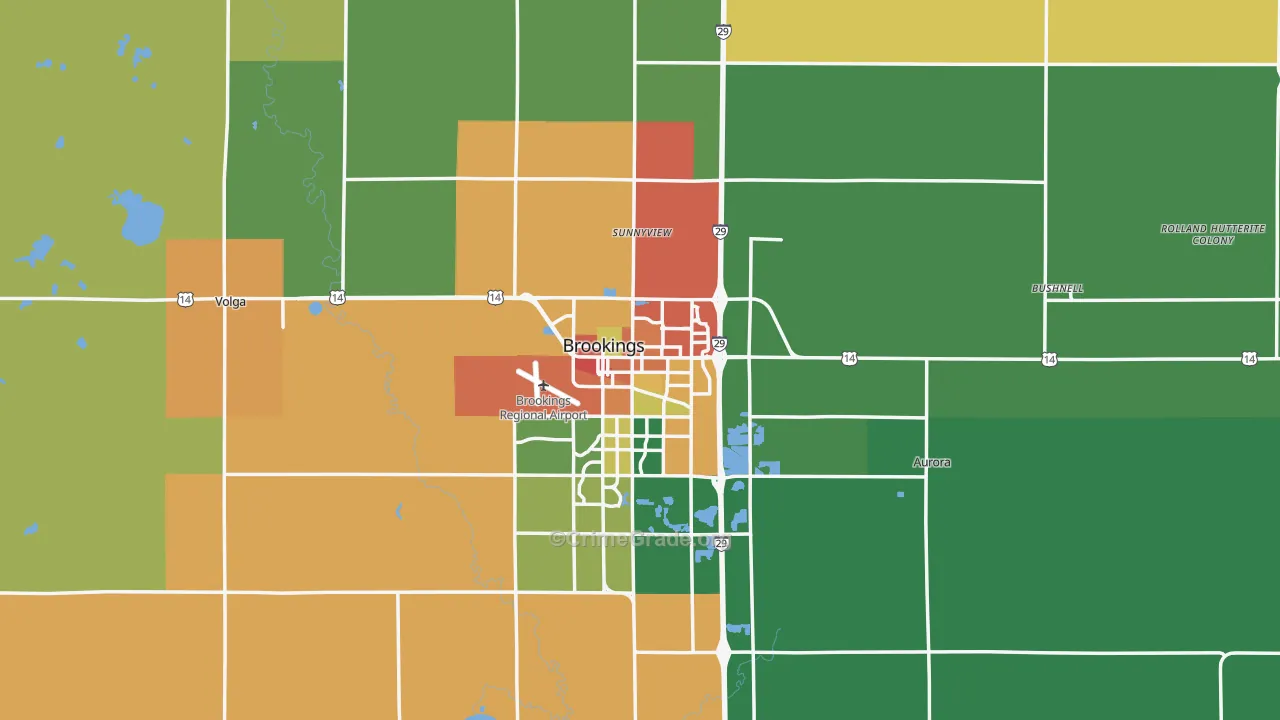 Brookings County, SD Map of Theft Rates