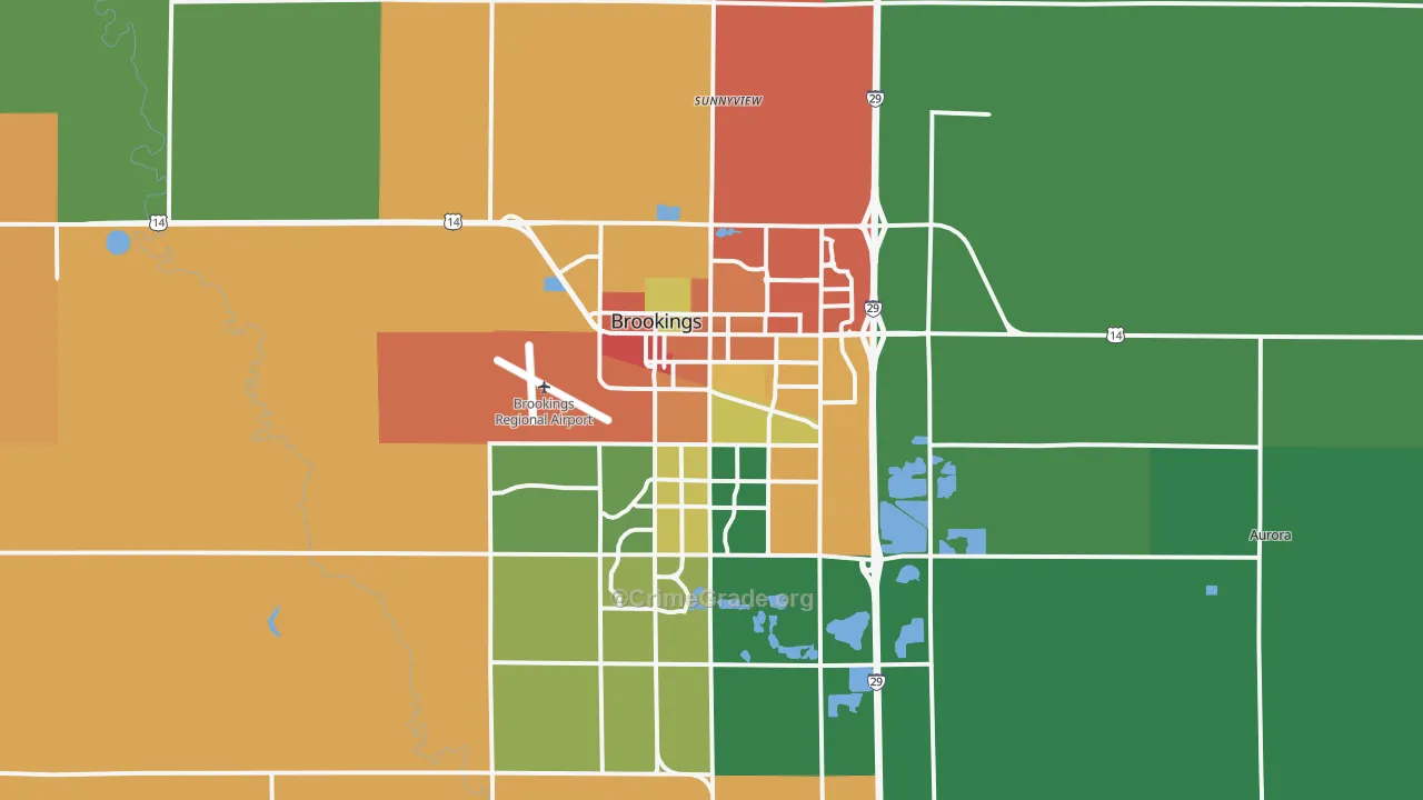 Brookings, SD Map of Theft Rates