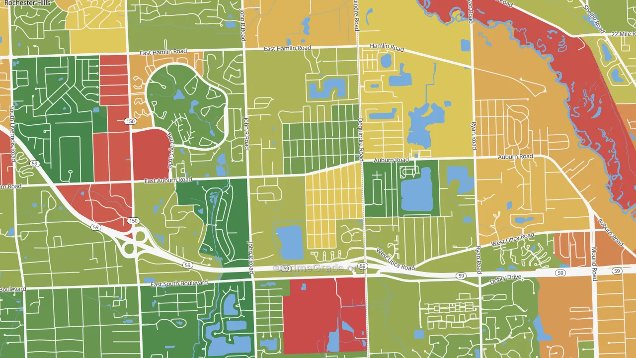 Brooklands Park, Rochester Hills, MI Map of Theft Rates