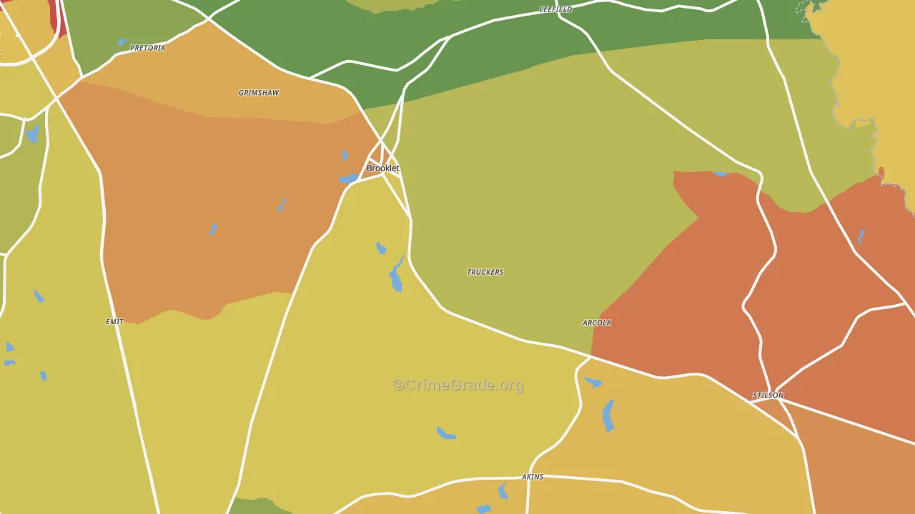 Brooklet, GA Map of Theft Rates