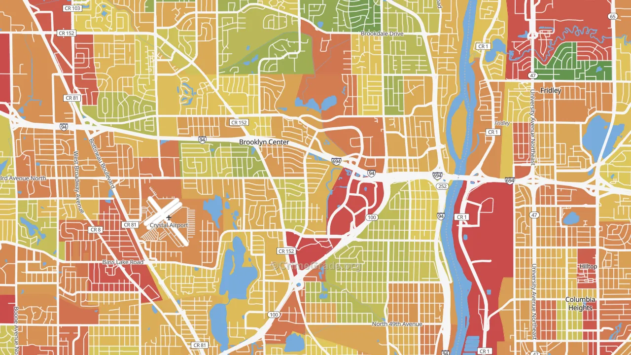 Brooklyn Center, MN Map of Theft Rates
