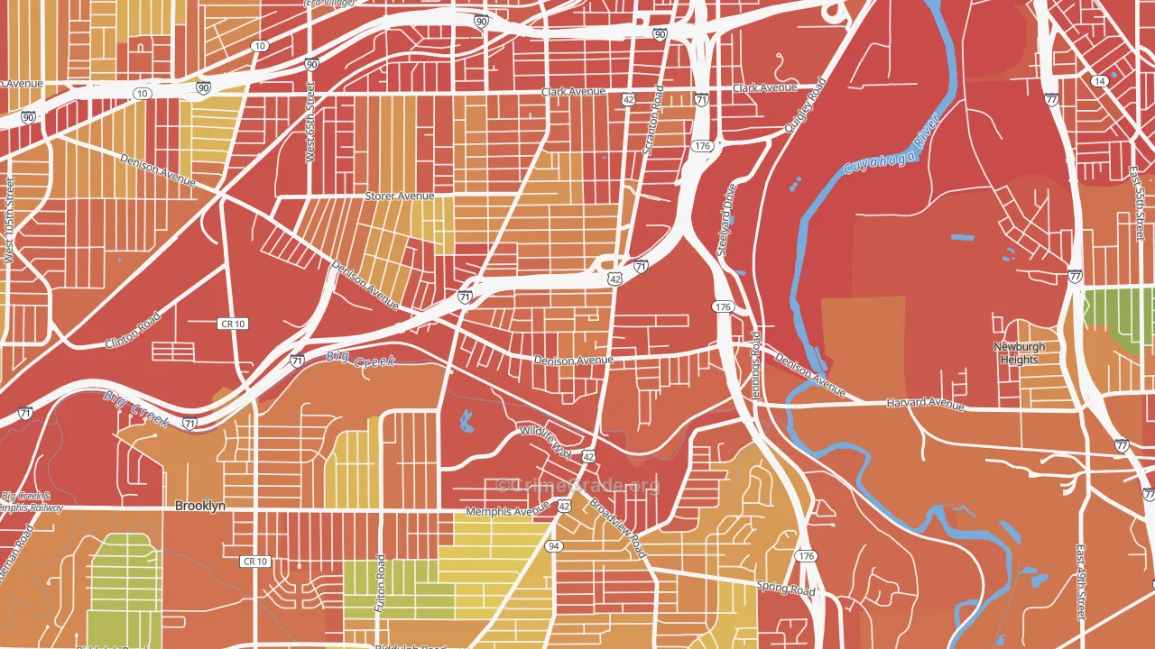 Brooklyn-Centre, Cleveland, OH Map of Theft Rates
