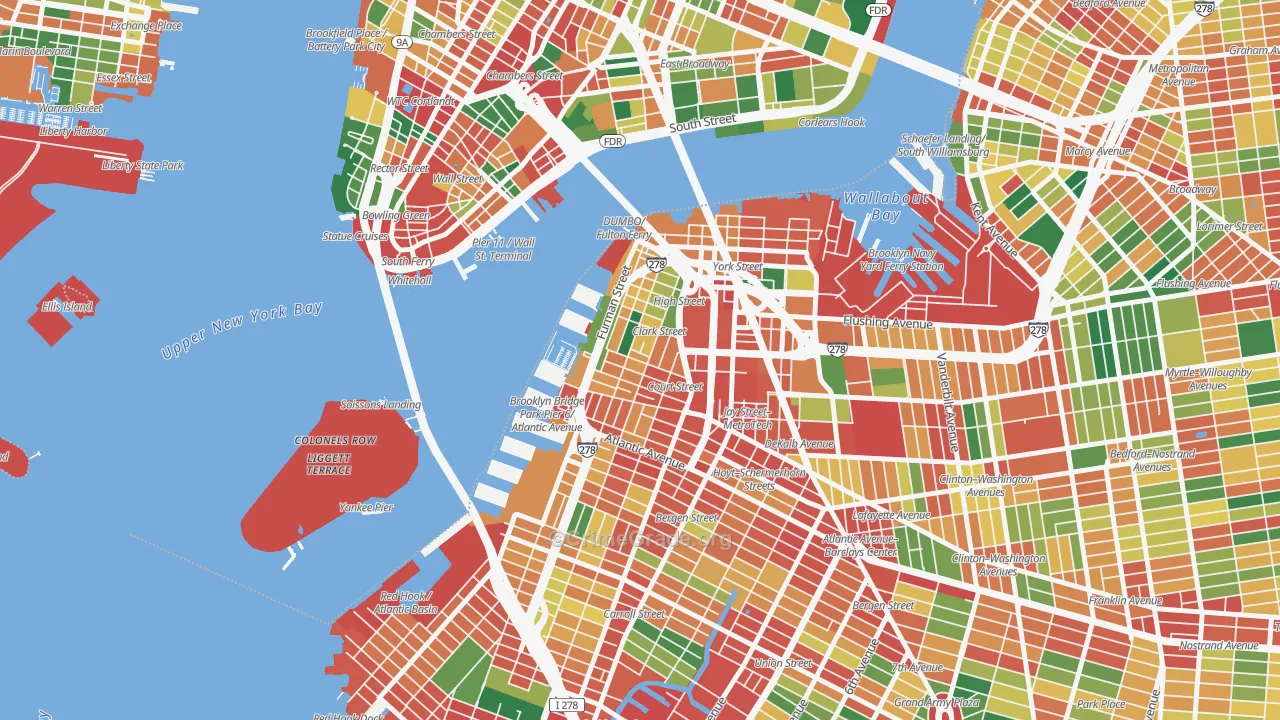 Brooklyn Heights, Brooklyn, NY Map of Theft Rates