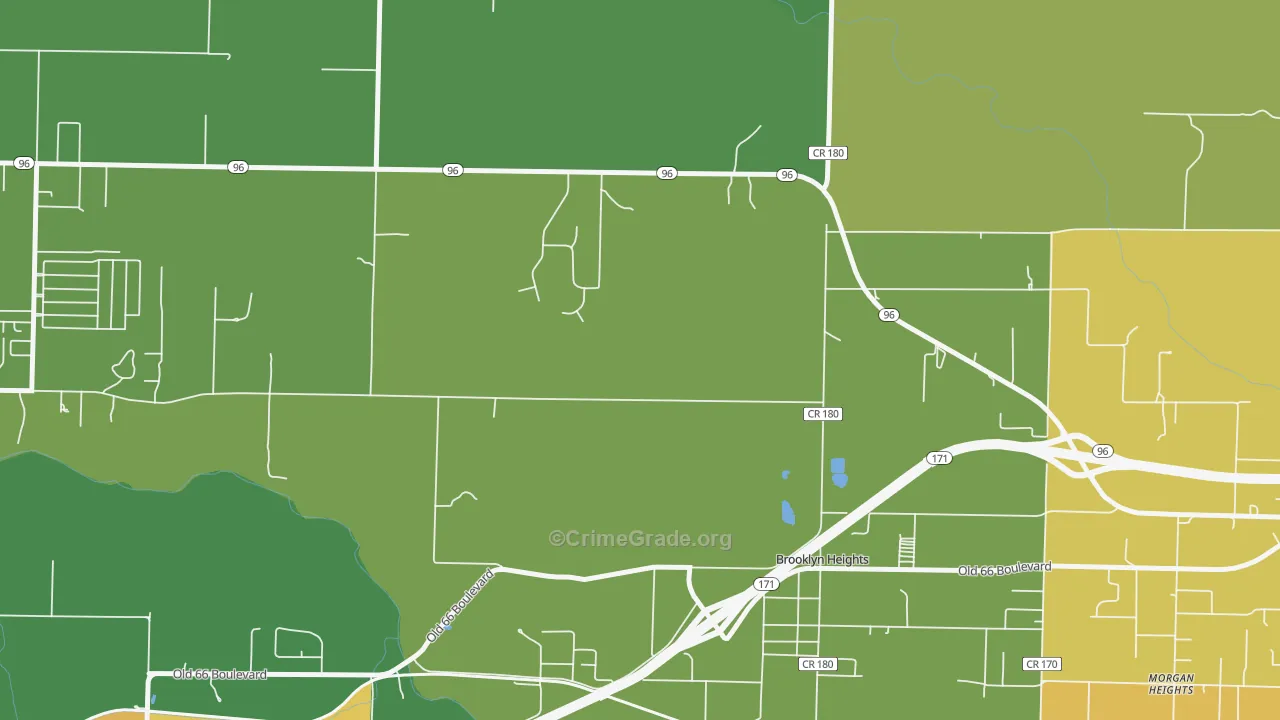 Brooklyn Heights, MO Map of Theft Rates