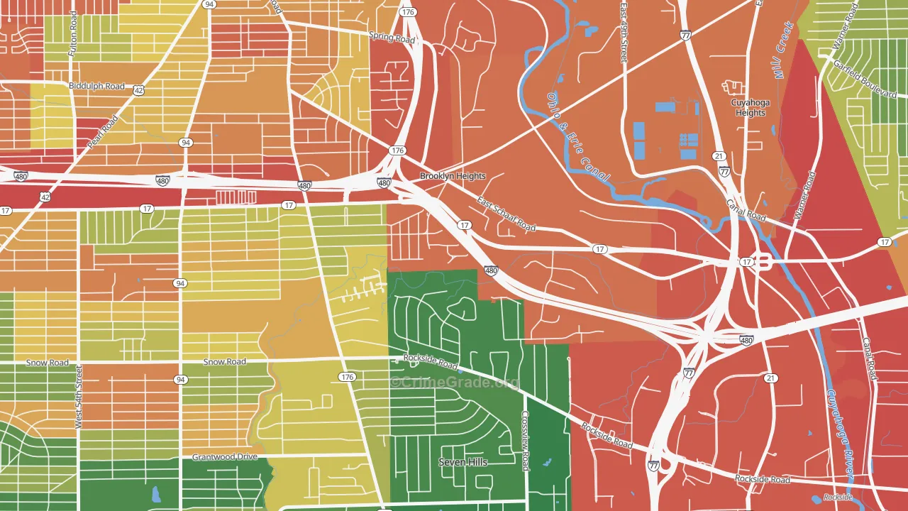 Brooklyn Heights, OH Map of Theft Rates