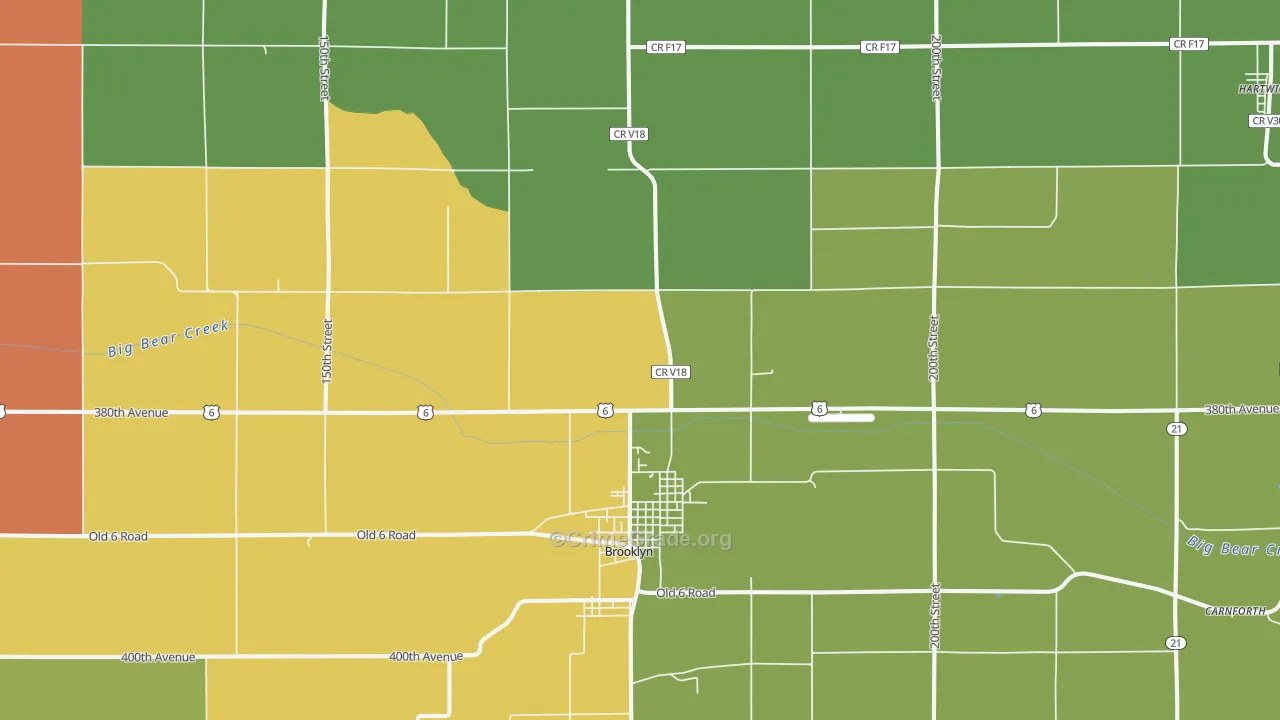 Brooklyn, IA Map of Theft Rates