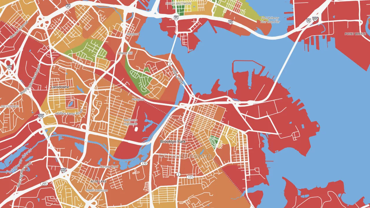 Brooklyn, MD Map of Theft Rates