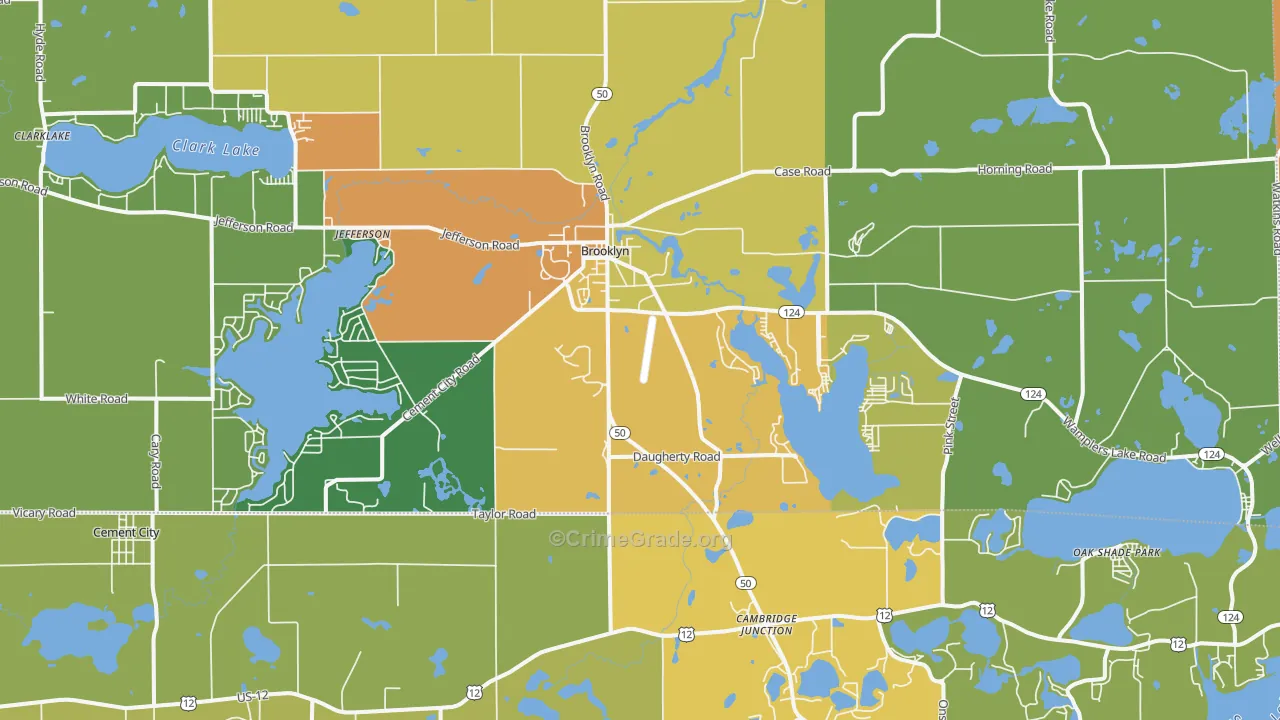 Brooklyn, MI Map of Theft Rates