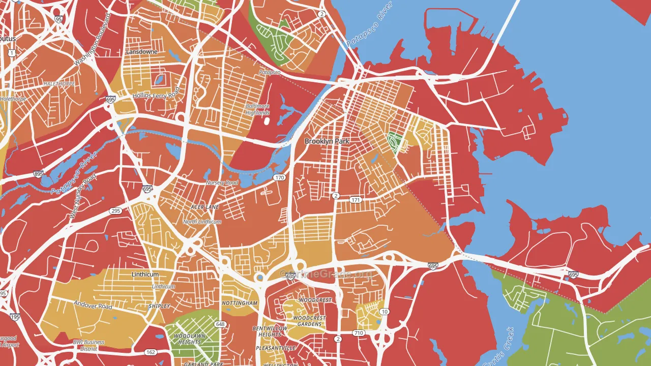 Brooklyn Park, MD Map of Theft Rates