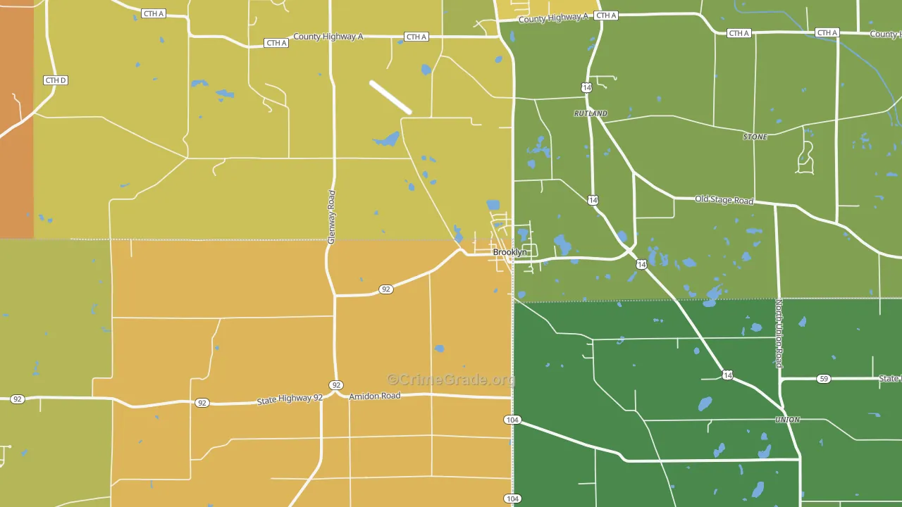Brooklyn, WI Map of Theft Rates
