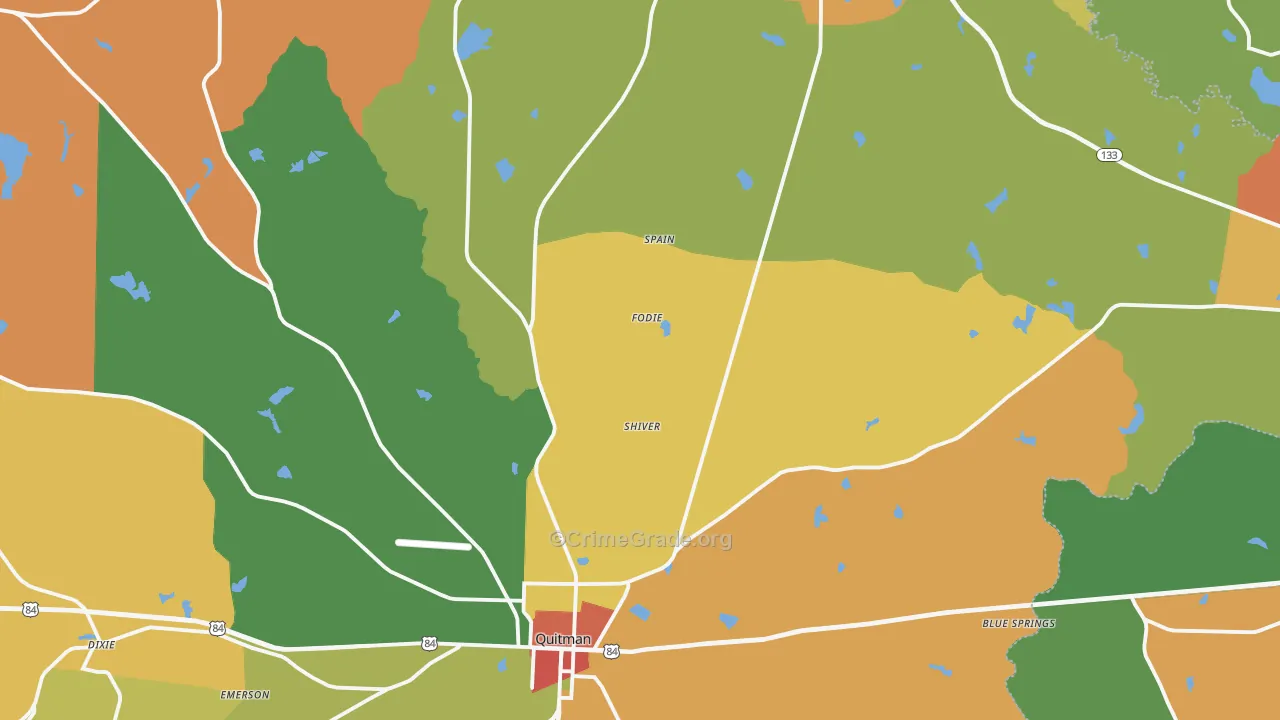 Brooks County, GA Map of Theft Rates