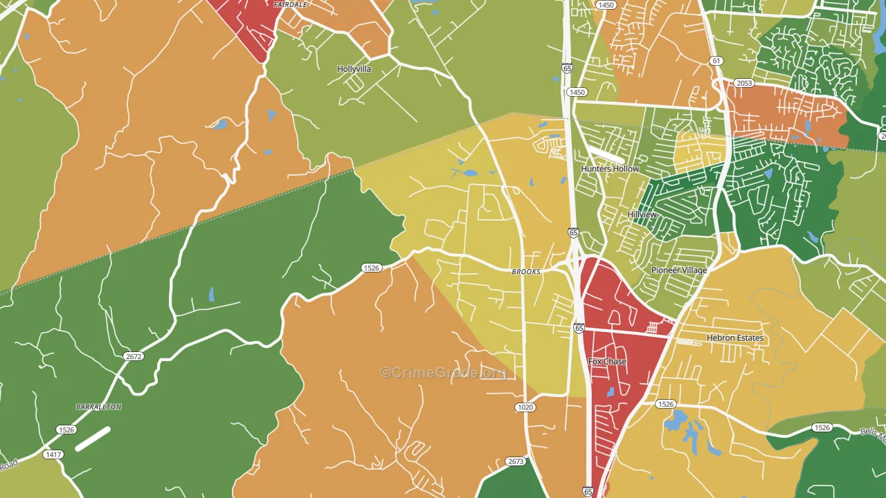 Brooks, KY Map of Theft Rates