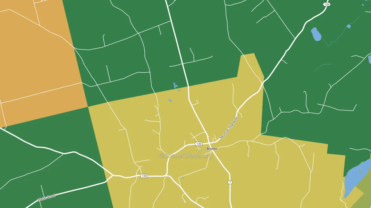 Brooks, ME Map of Theft Rates