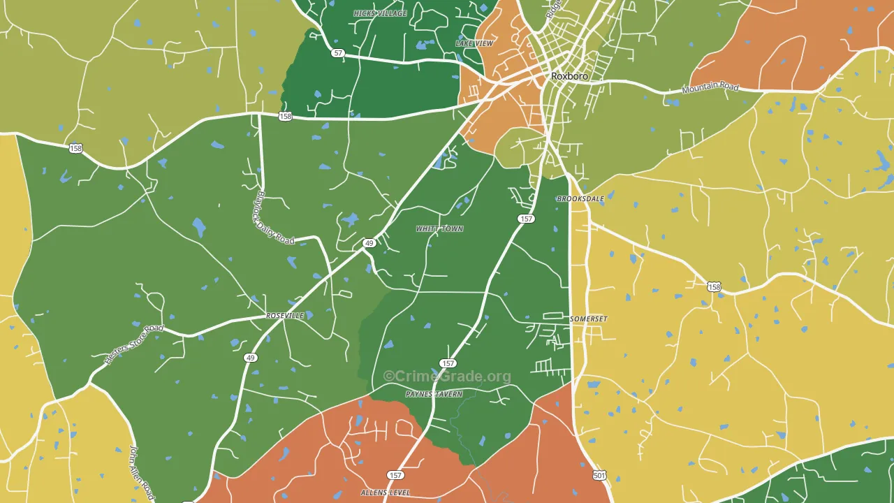 Brooksdale, NC Map of Theft Rates