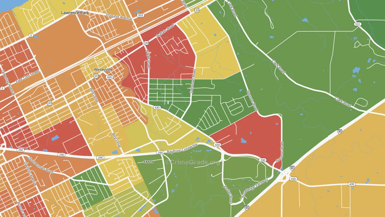 Brookside, Erie, PA Map of Theft Rates
