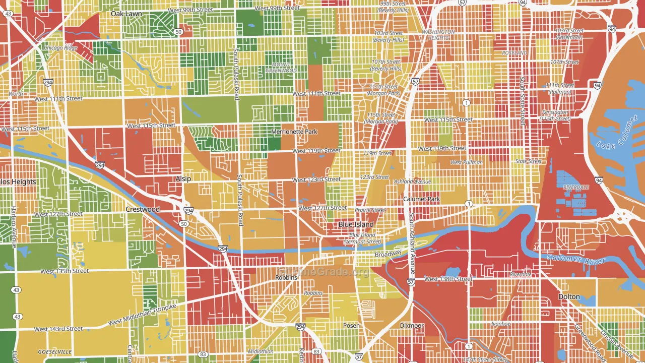 Brookside Glen, Chicago, IL Map of Theft Rates