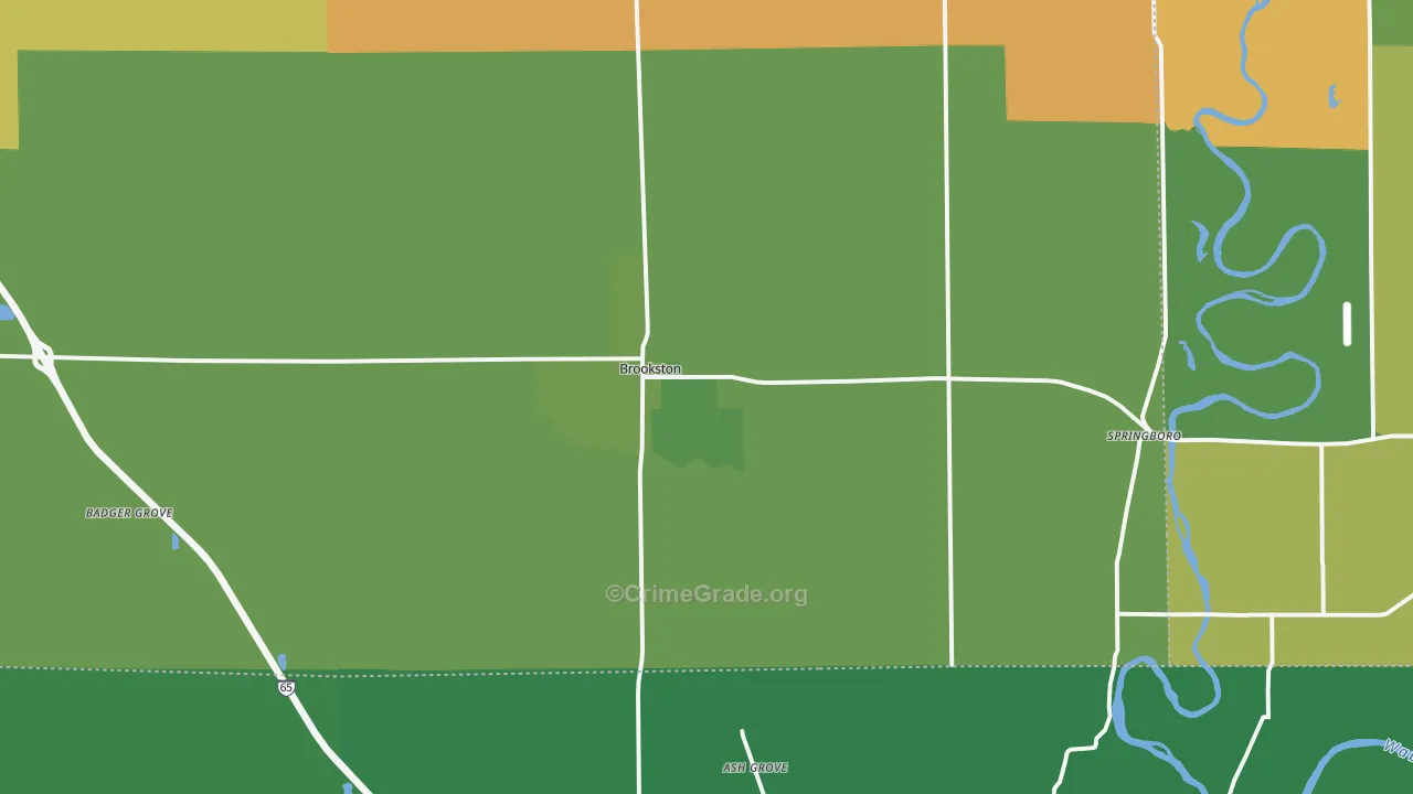Brookston, IN Map of Theft Rates