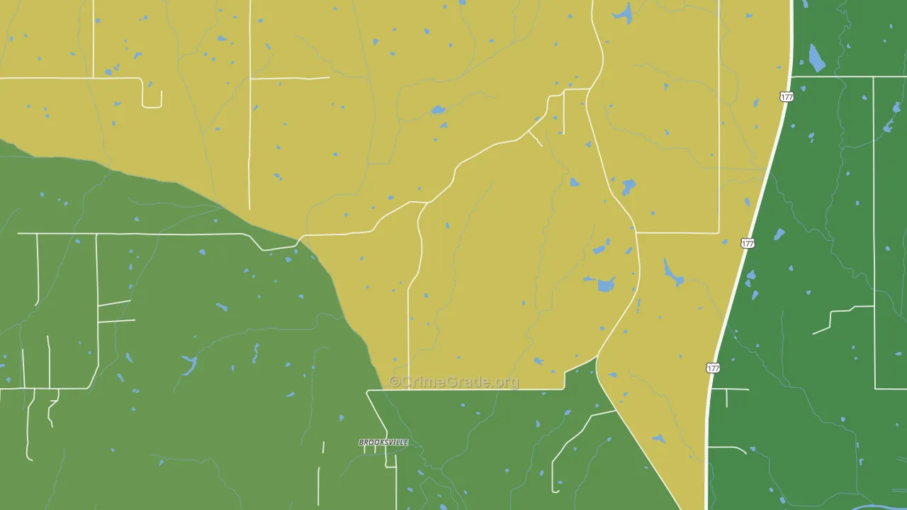 Brooksville, OK Map of Theft Rates