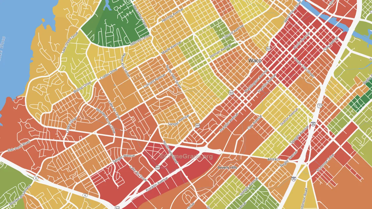 Brookview, Waco, TX Map of Theft Rates