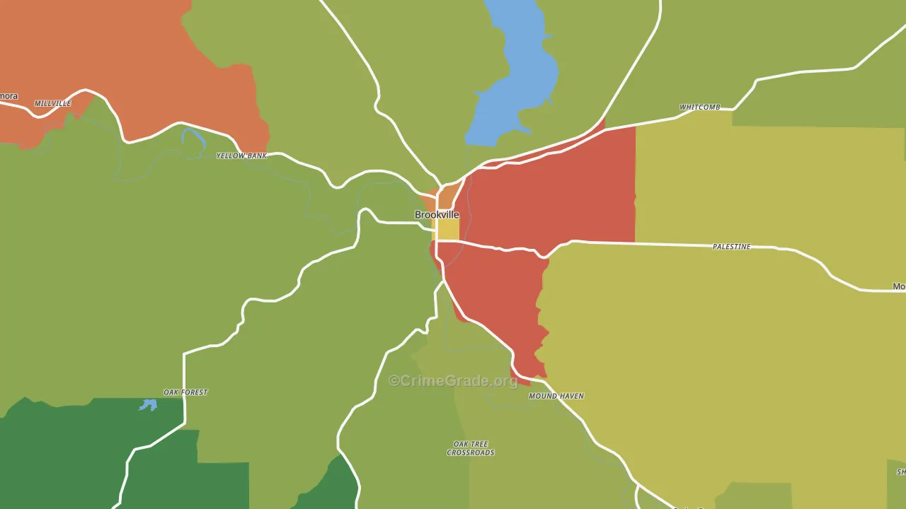 Brookville, IN Map of Theft Rates