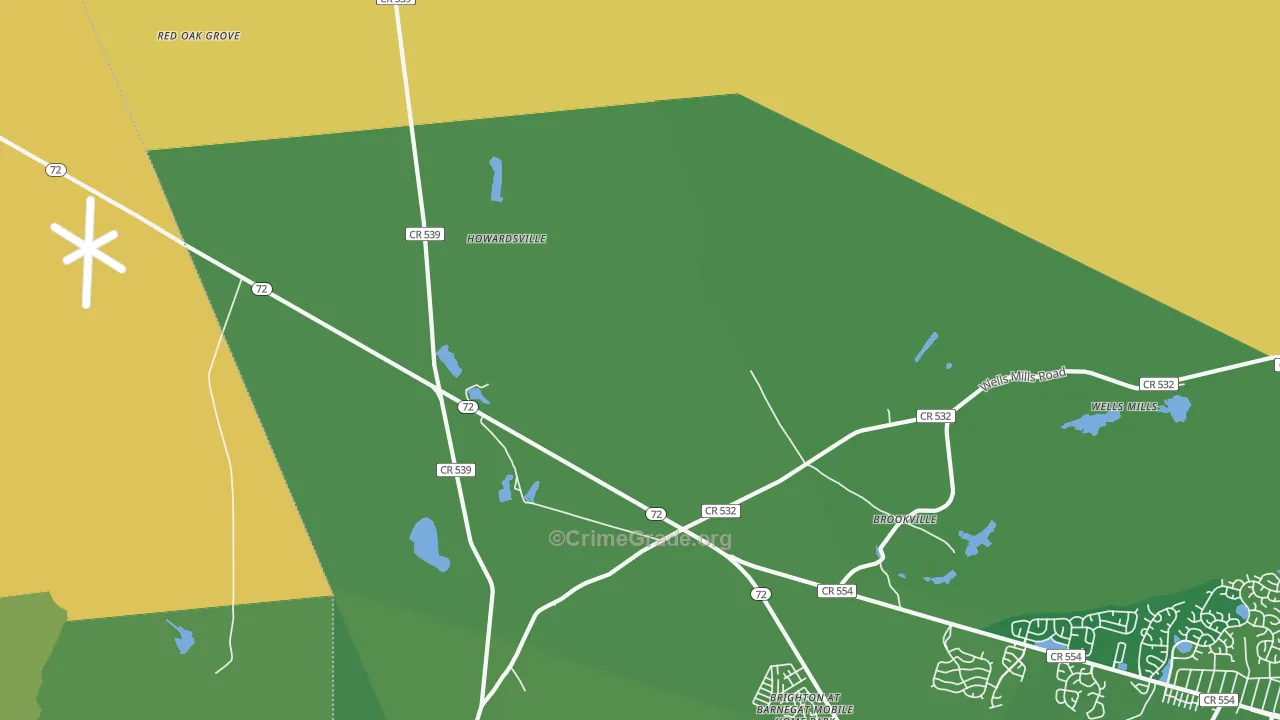 Brookville, NJ Map of Theft Rates
