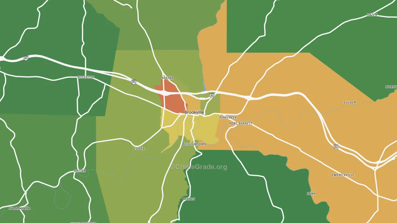Brookville, PA Map of Theft Rates