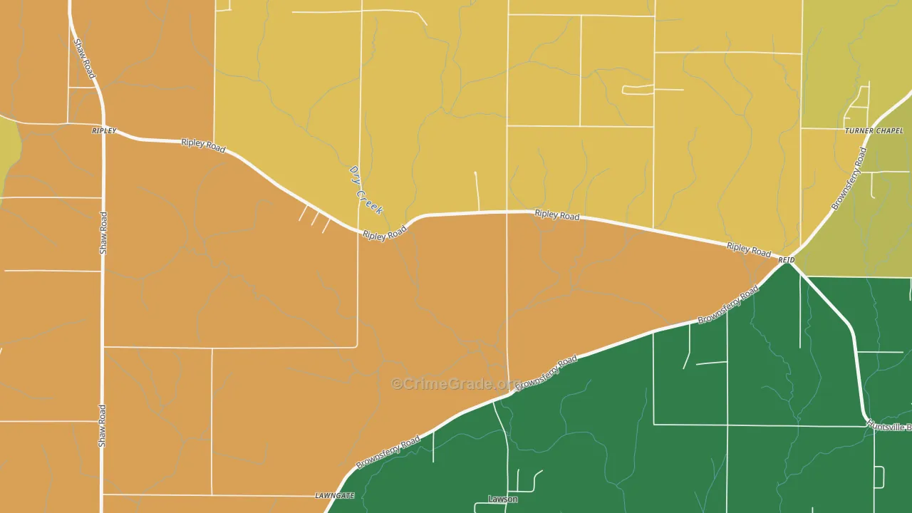Brookwood Forest, AL Map of Theft Rates