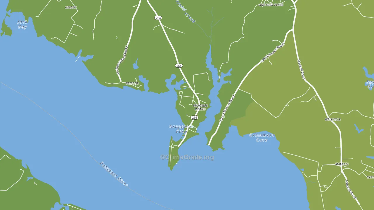 Broomes Island, MD Map of Theft Rates