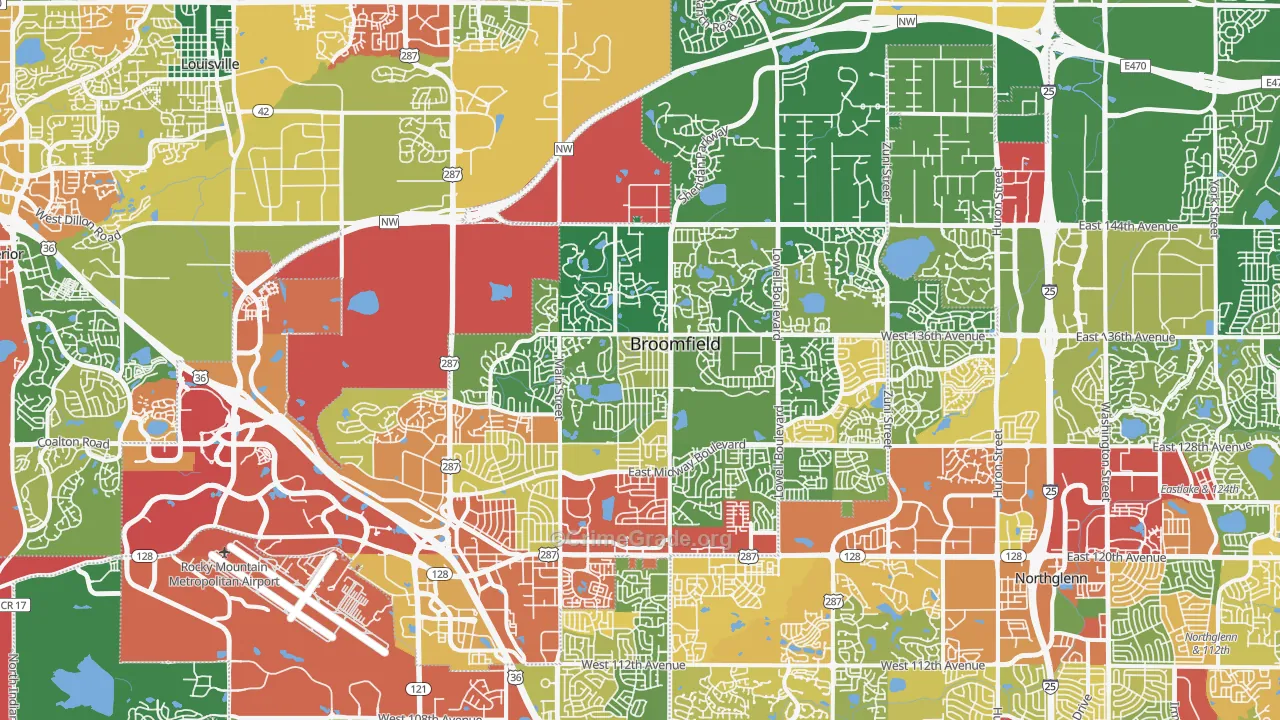 Broomfield County, CO Map of Theft Rates