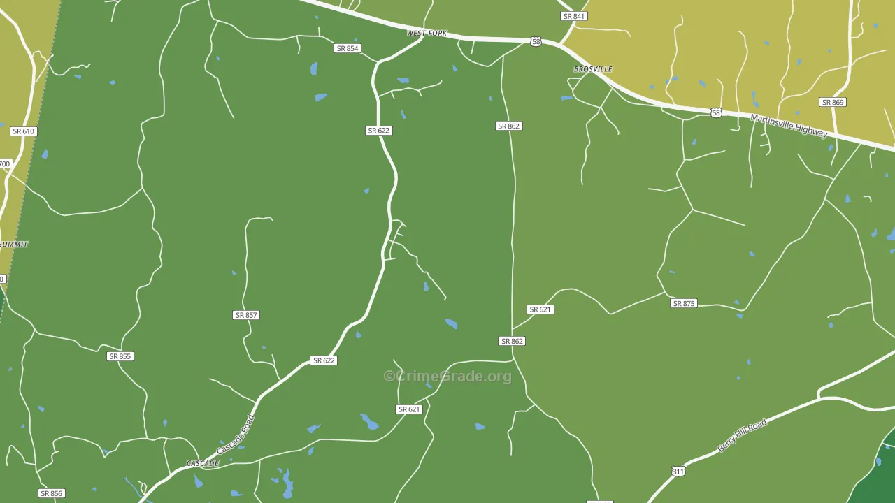 Brosville, VA Map of Theft Rates