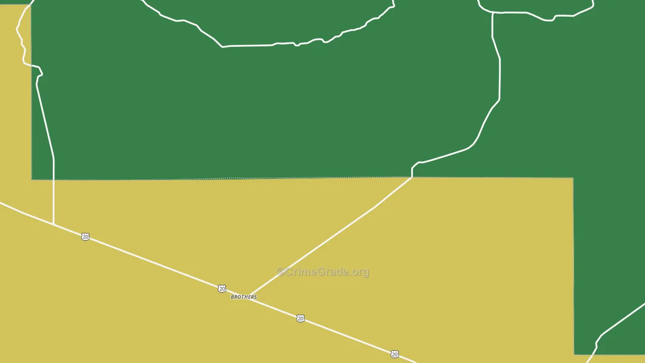 Brothers, OR Map of Theft Rates