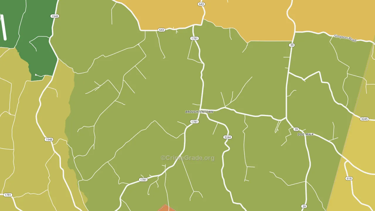Broughtentown, KY Map of Theft Rates