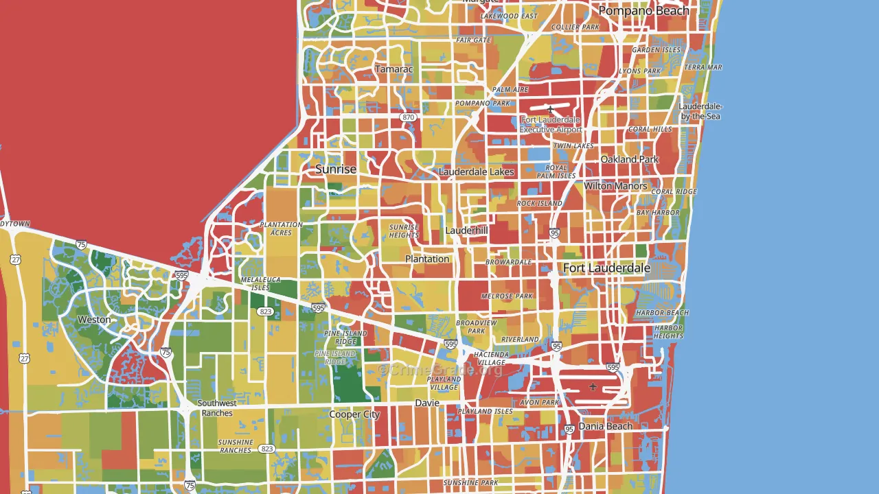 Broward County, FL Map of Theft Rates