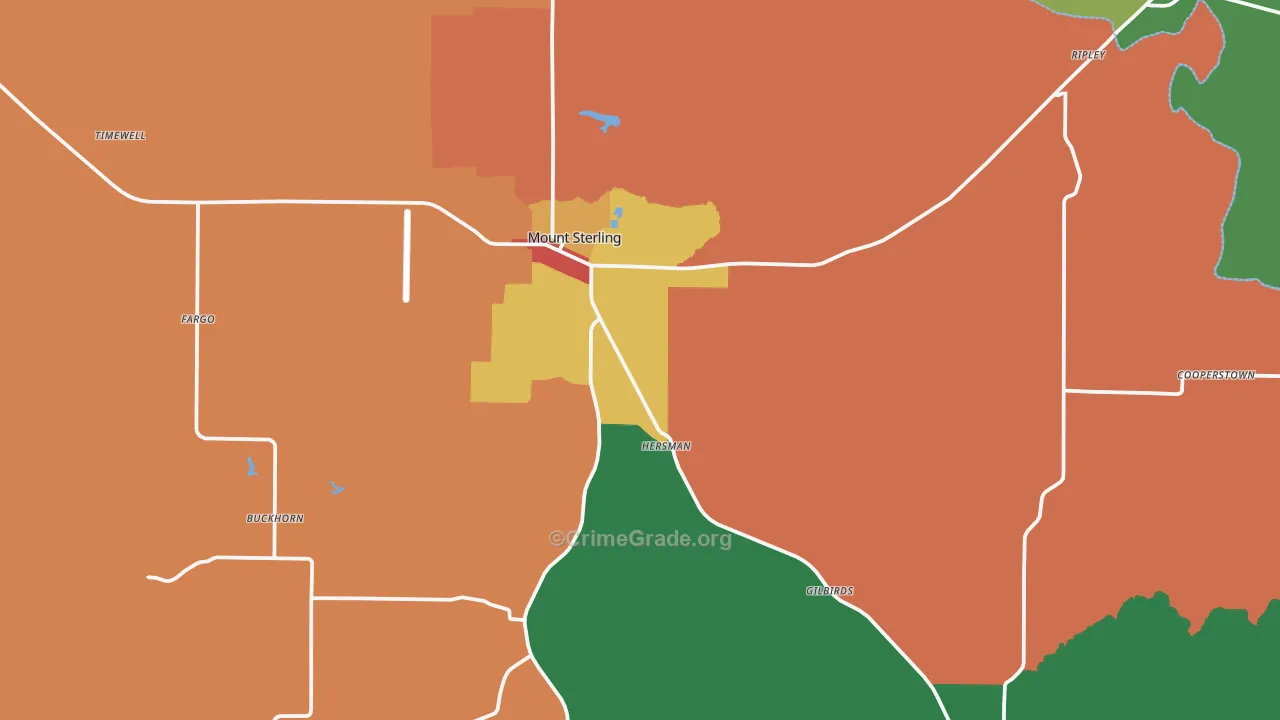 Brown County, IL Map of Theft Rates