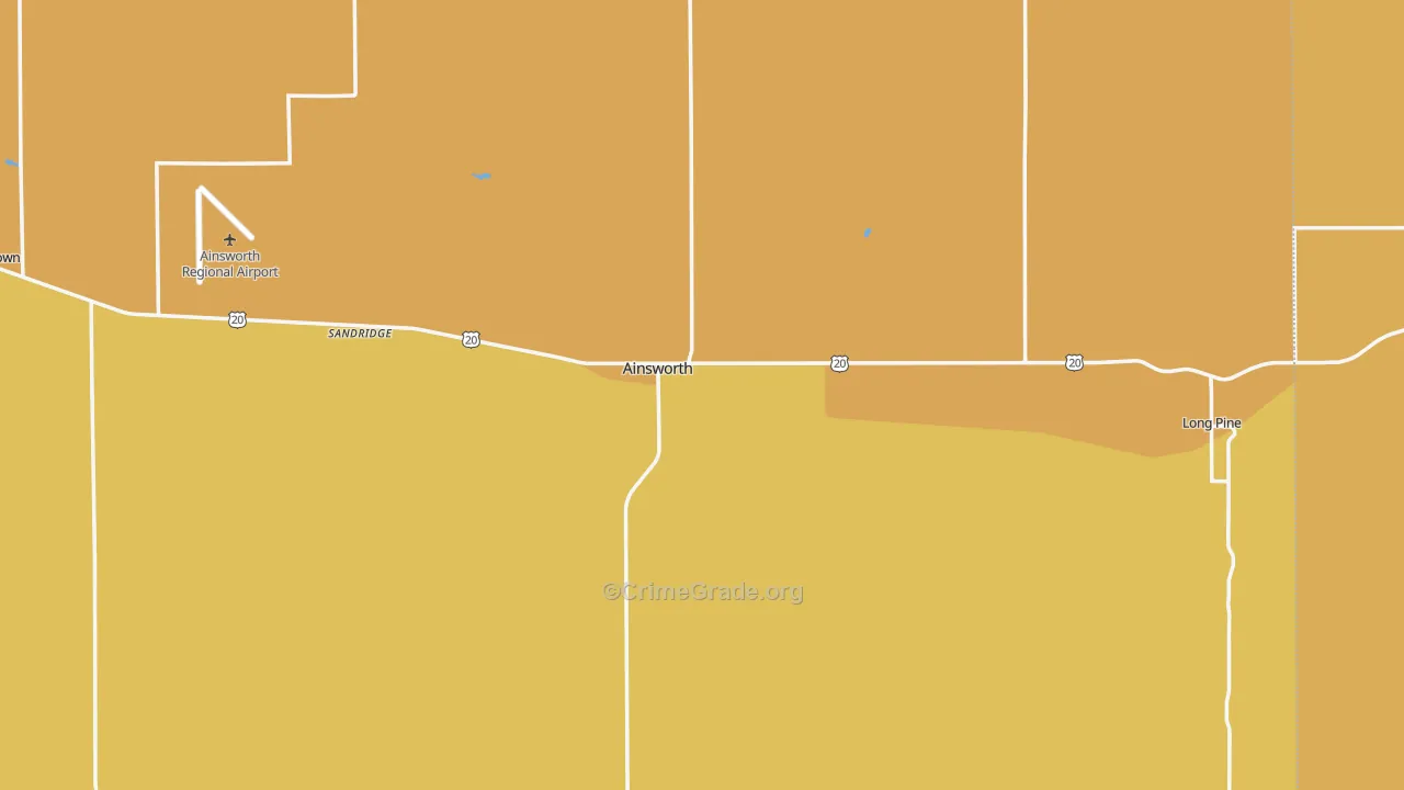 Brown County, NE Map of Theft Rates