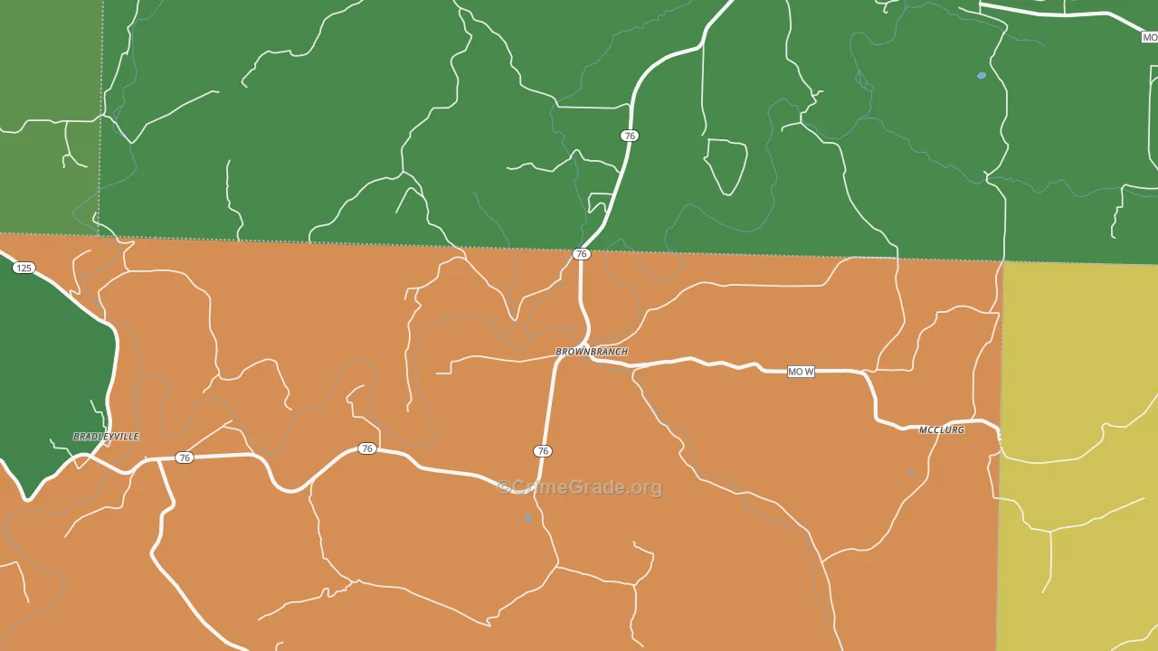 Brownbranch, MO Map of Theft Rates