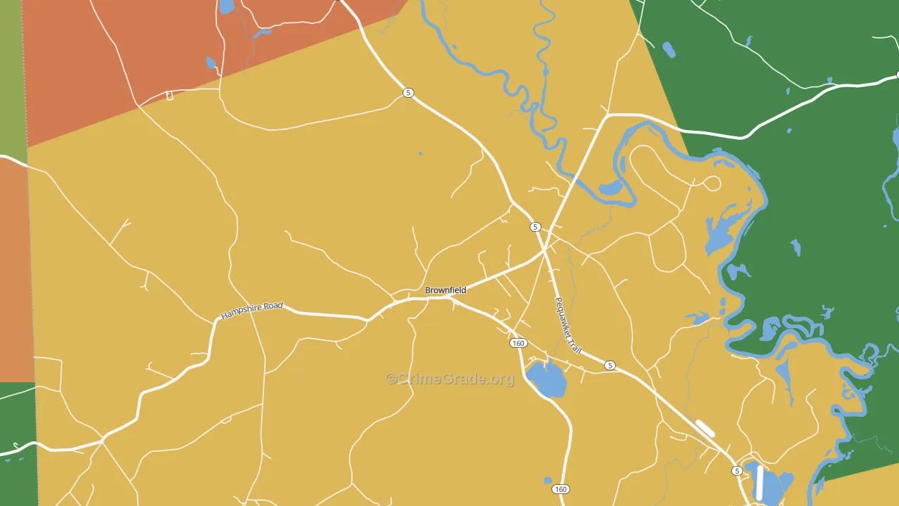 Brownfield, ME Map of Theft Rates